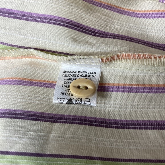 George Stretch Whipped Cream Colorful Pin-stripe Button Up Women's L 3/4 Sleeve - Picture 15 of 16